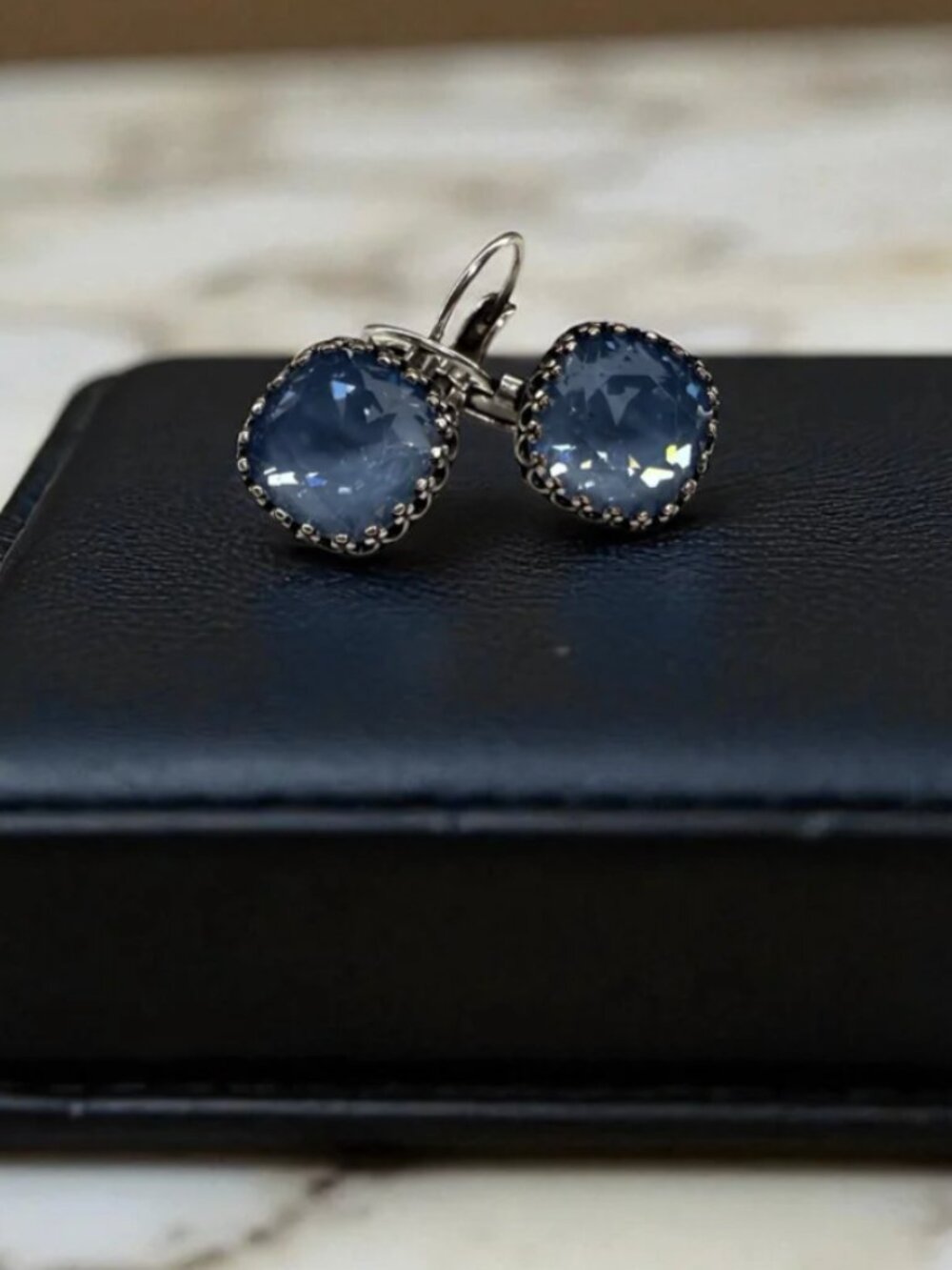 Wear His Reflection - Antique-Wrapped Crystal Lever-Back Earrings